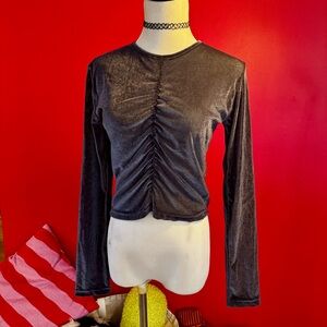 OAK + FORT Grey Long Sleeve Ruched Top